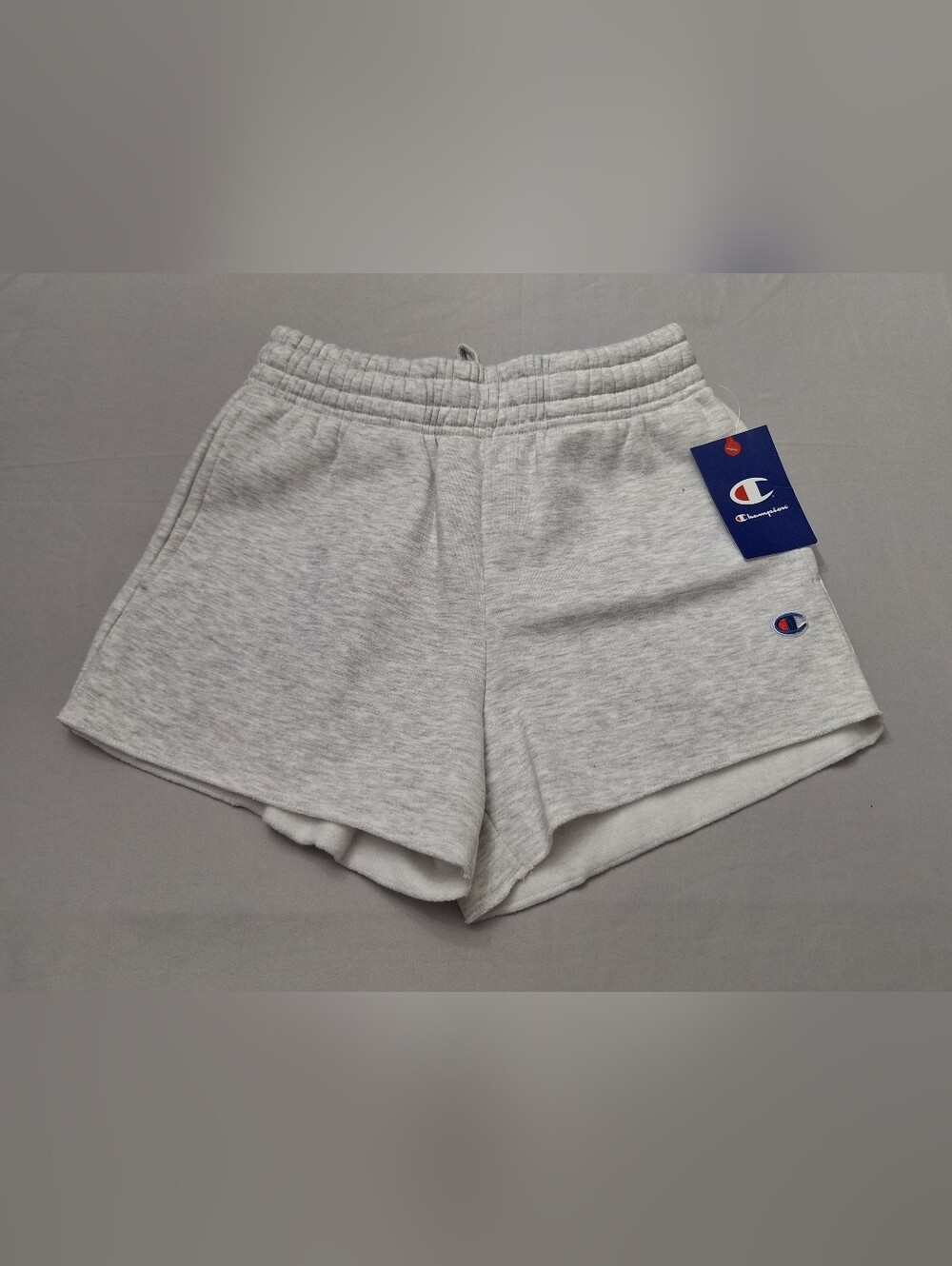 Champion Light Heather Gray Women's Athletic Sweat Shorts with Logo Patch